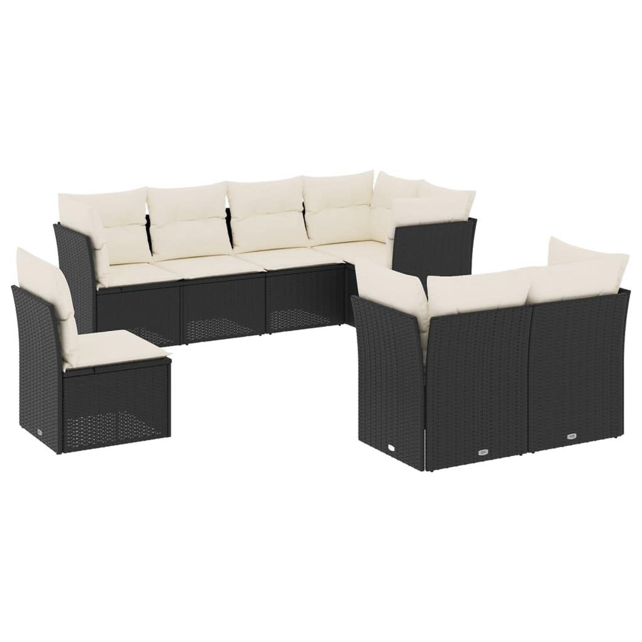 Voir la diapositive 2 : VIDAXL Salon de jardin 8 pcs avec coussins noir resine tressee