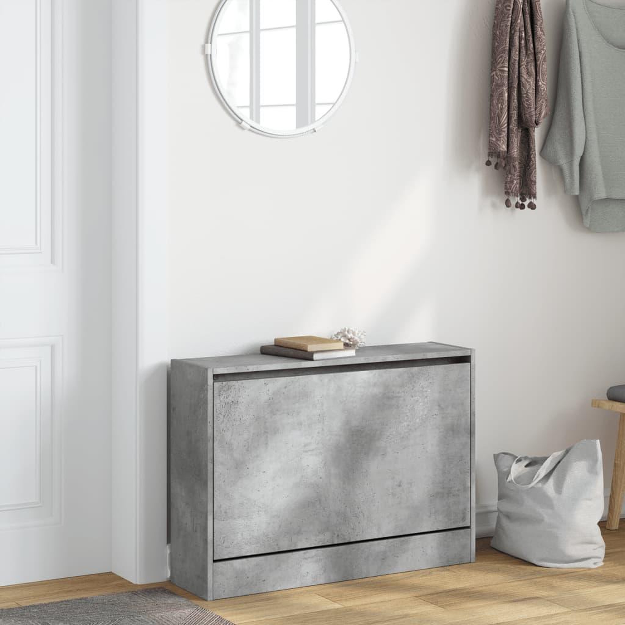 Voir la diapositive 3 : VIDAXL Armoire a chaussures gris beton 80x21x57 cm bois d'ingenierie