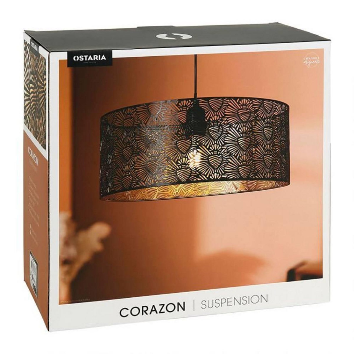 OSTARIA Suspension métal noir doré Corazon