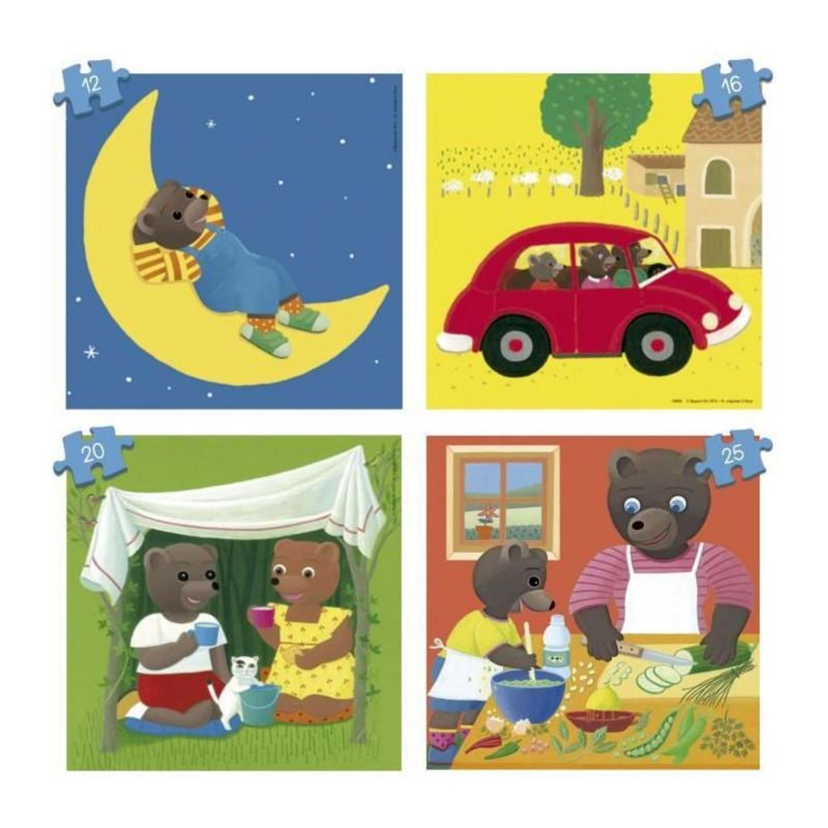 EDUCA Puzzle - EDUCA - Petit Ours Brun : 4 puzzles progressifs pour enfants de 12 a 25 pieces des 3 ans
