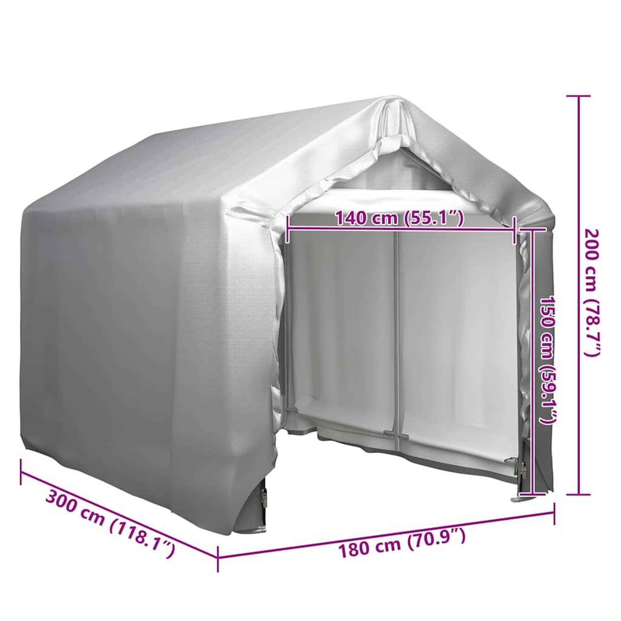 Voir la diapositive 5 : VIDAXL Tente de rangement 180x300 cm Acier Gris