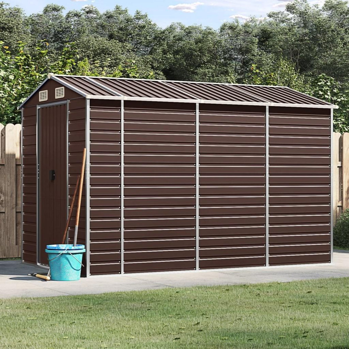 VIDAXL Abri de jardin marron 191x300x198 cm acier galvanise