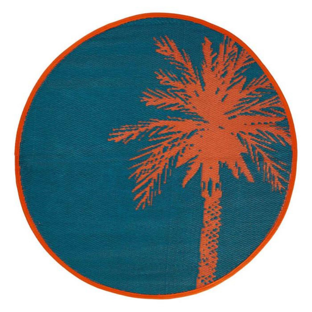 ATMOSPHERA Tapis Déco Palmier  Yucatan  120cm Bleu Canard