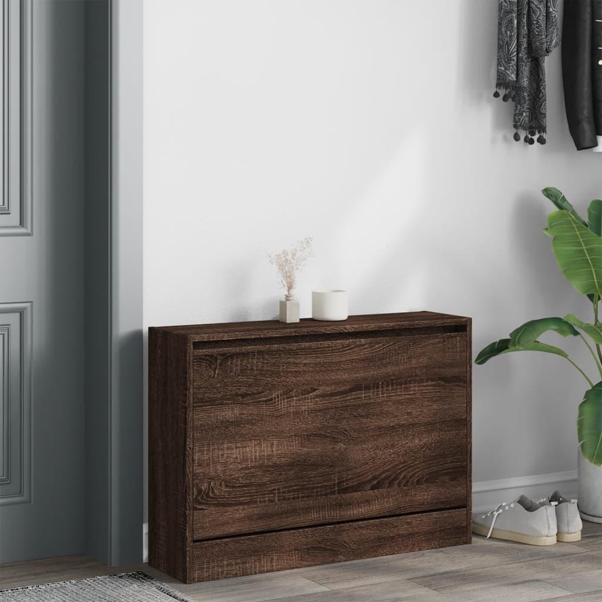 Voir la diapositive 3 : VIDAXL Armoire a chaussures chene marron 80x21x57 cm Bois d'ingenierie