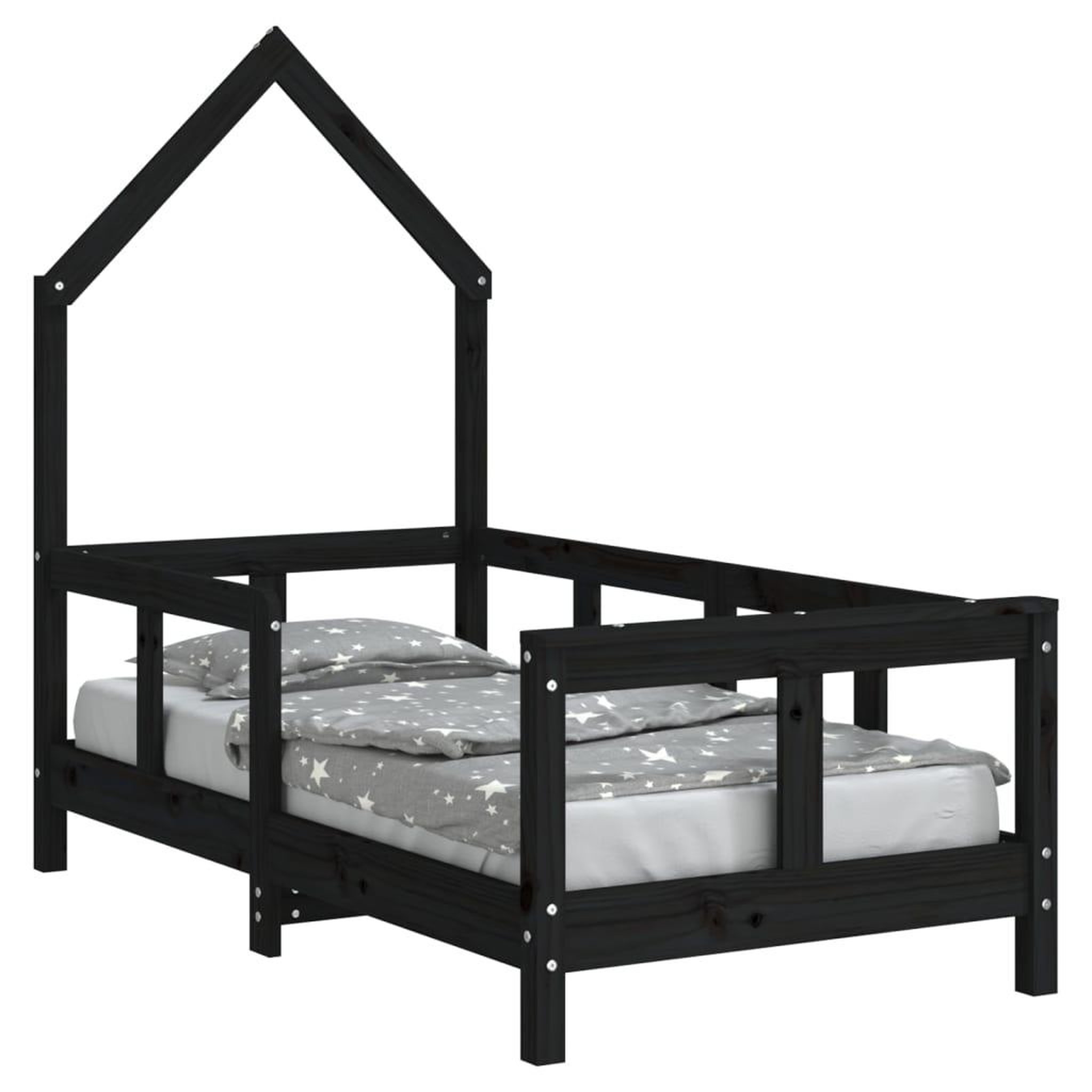 Voir la diapositive 2 : VIDAXL Cadre de lit pour enfant noir 70x140 cm bois de pin massif