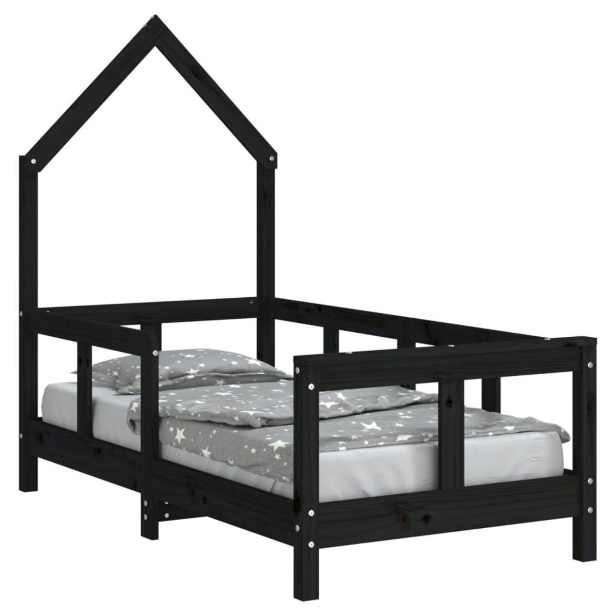 VIDAXL Cadre de lit pour enfant noir 70x140 cm bois de pin massif