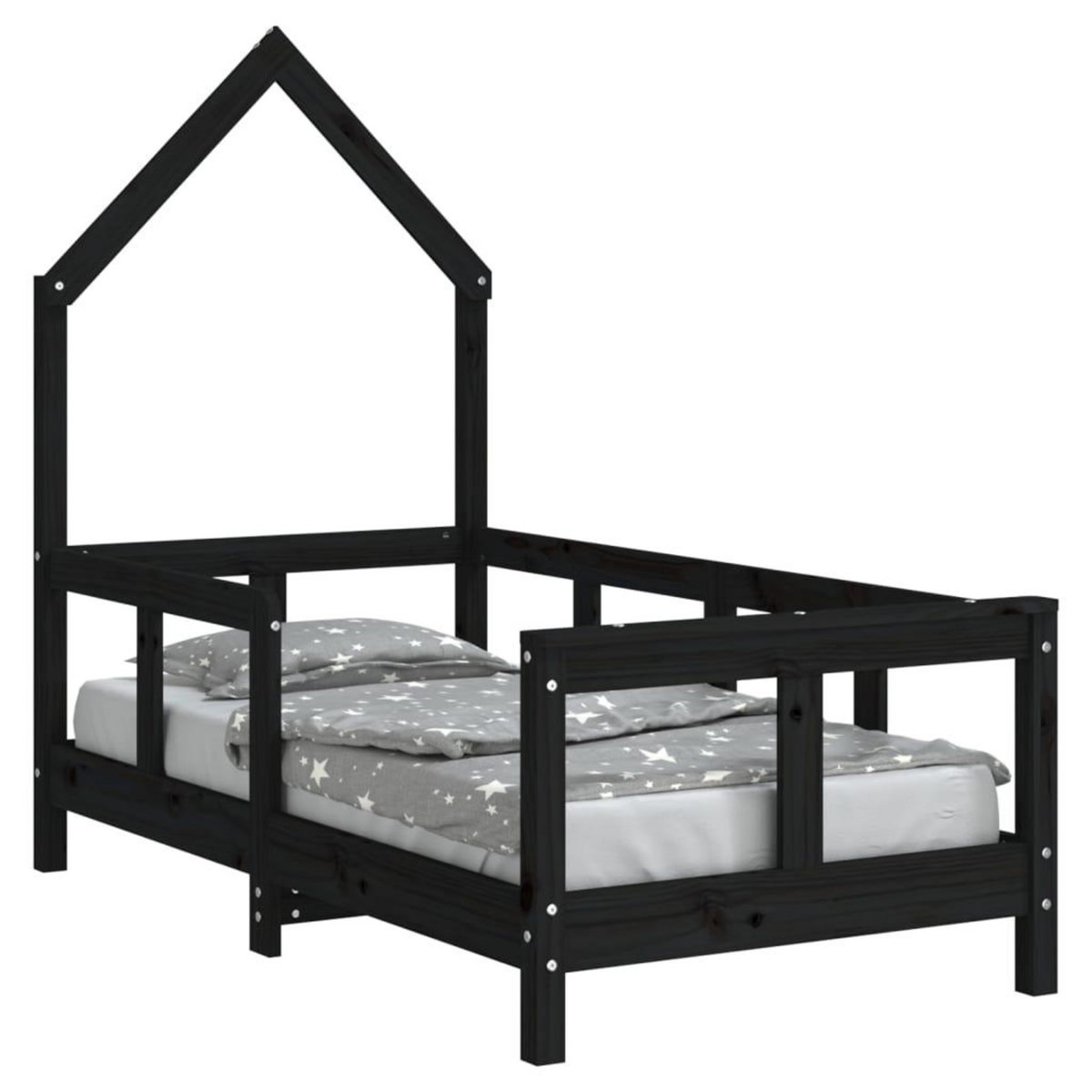 VIDAXL Cadre de lit pour enfant noir 70x140 cm bois de pin massif