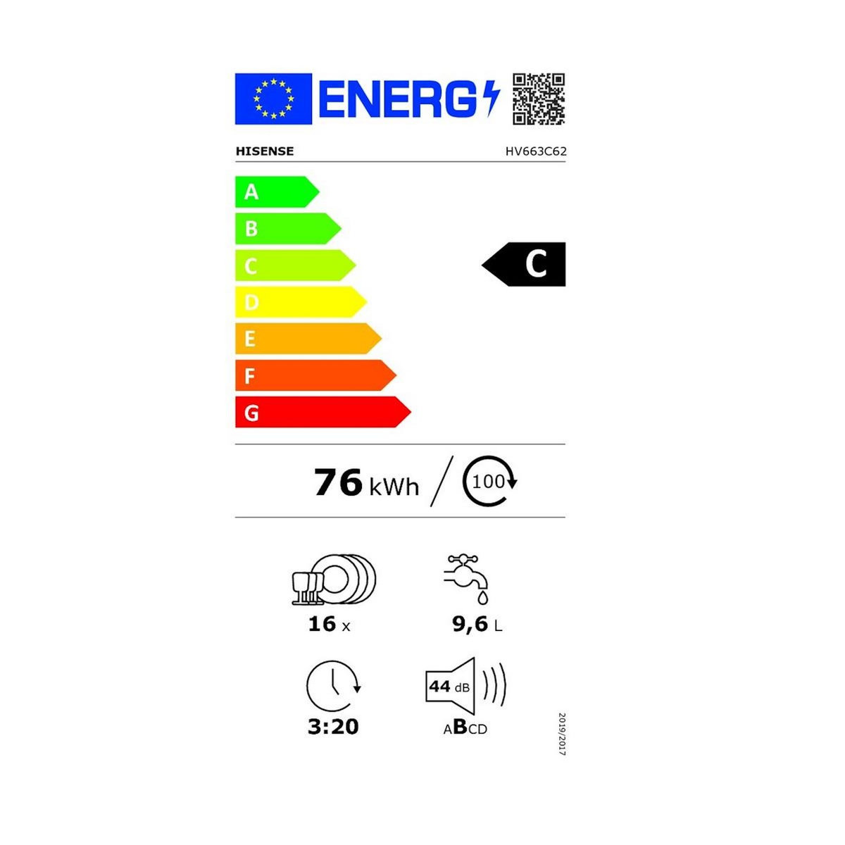 Hisense Lave-vaisselle 60cm 16 couverts 44db tout intégrable - HV663C62