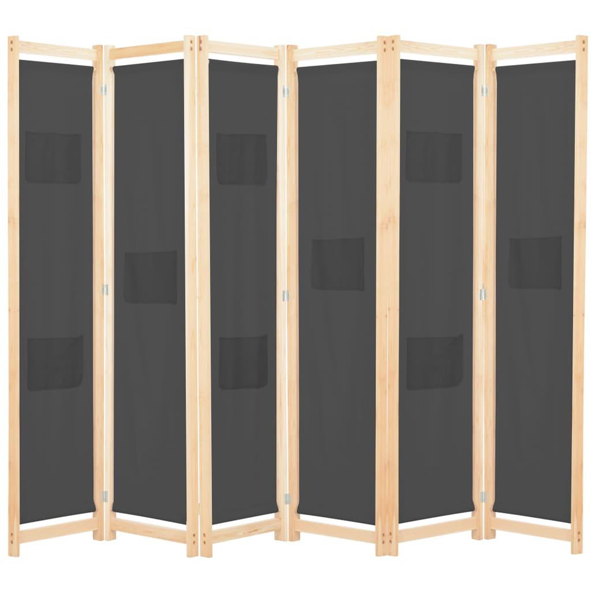 VIDAXL Cloison de separation 6 panneaux Gris 240 x 170 x 4 cm Tissu