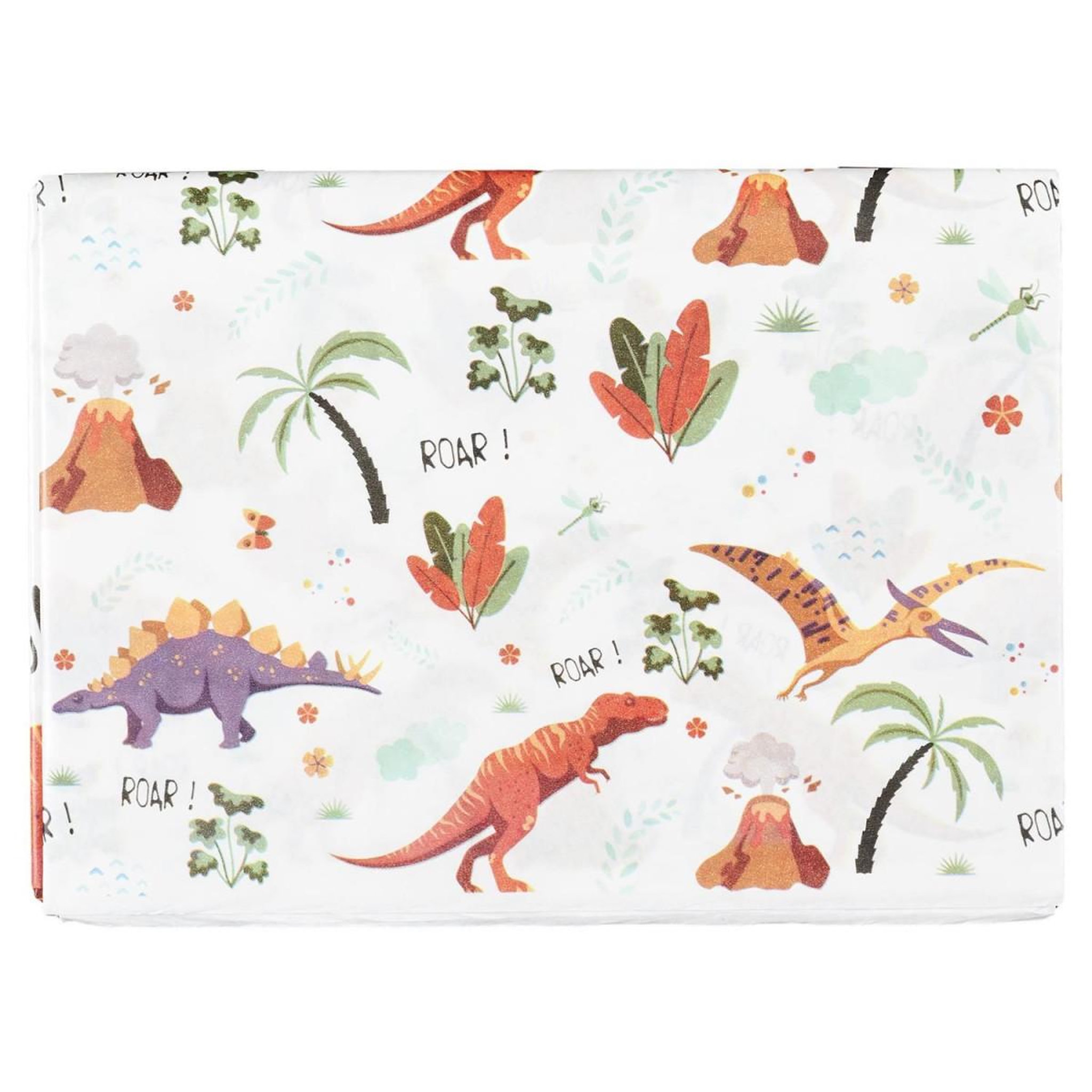 PARTY TIME Nappe en papier  dinosaure  137x183cm blanc