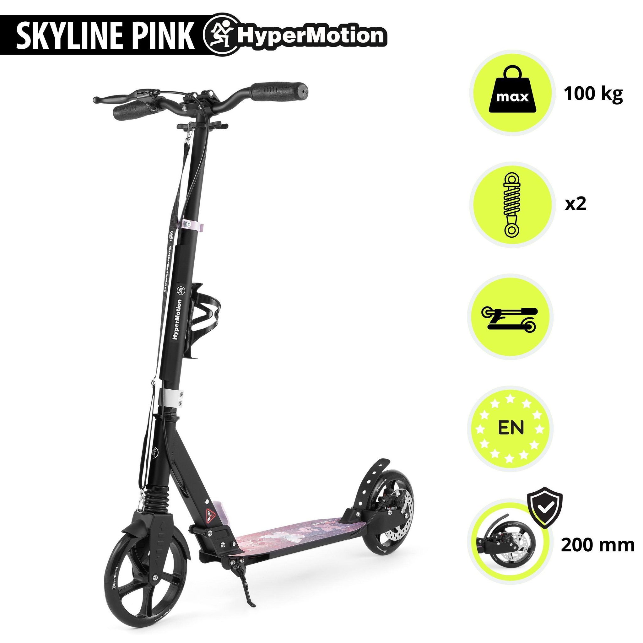 Voir la diapositive 6 : HYPERMOTION Trottinette HyperMotion Skyline en Aluminium, Pliable avec Double Frein et Suspension, dès 6 Ans