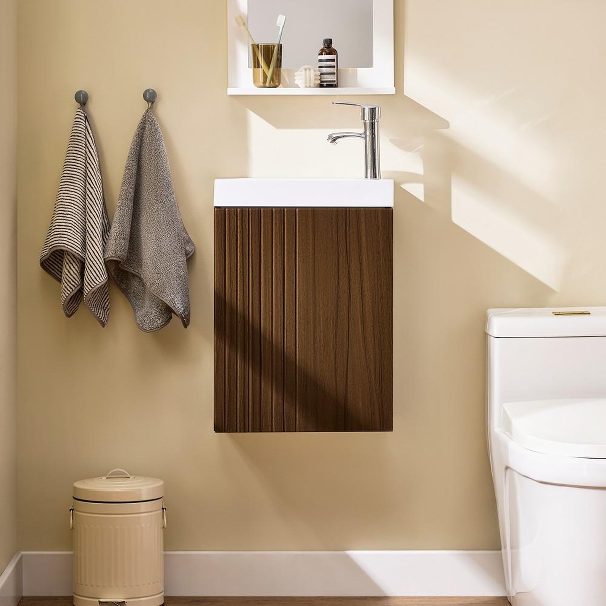 Voir la diapositive 2 : SOBUY SoBuy - Meuble Lavabo à une porte - Marron Foncé - 40x22x56cm - Moderne - BZR196-BR
