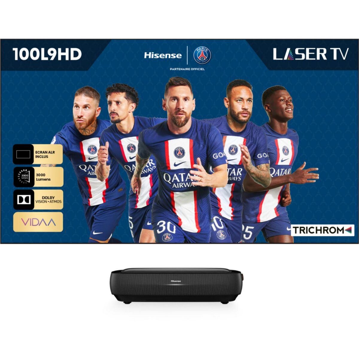 Hisense Vidéoprojecteur home cinéma 100L9HD Laser TV + écran ALR FRESNEL