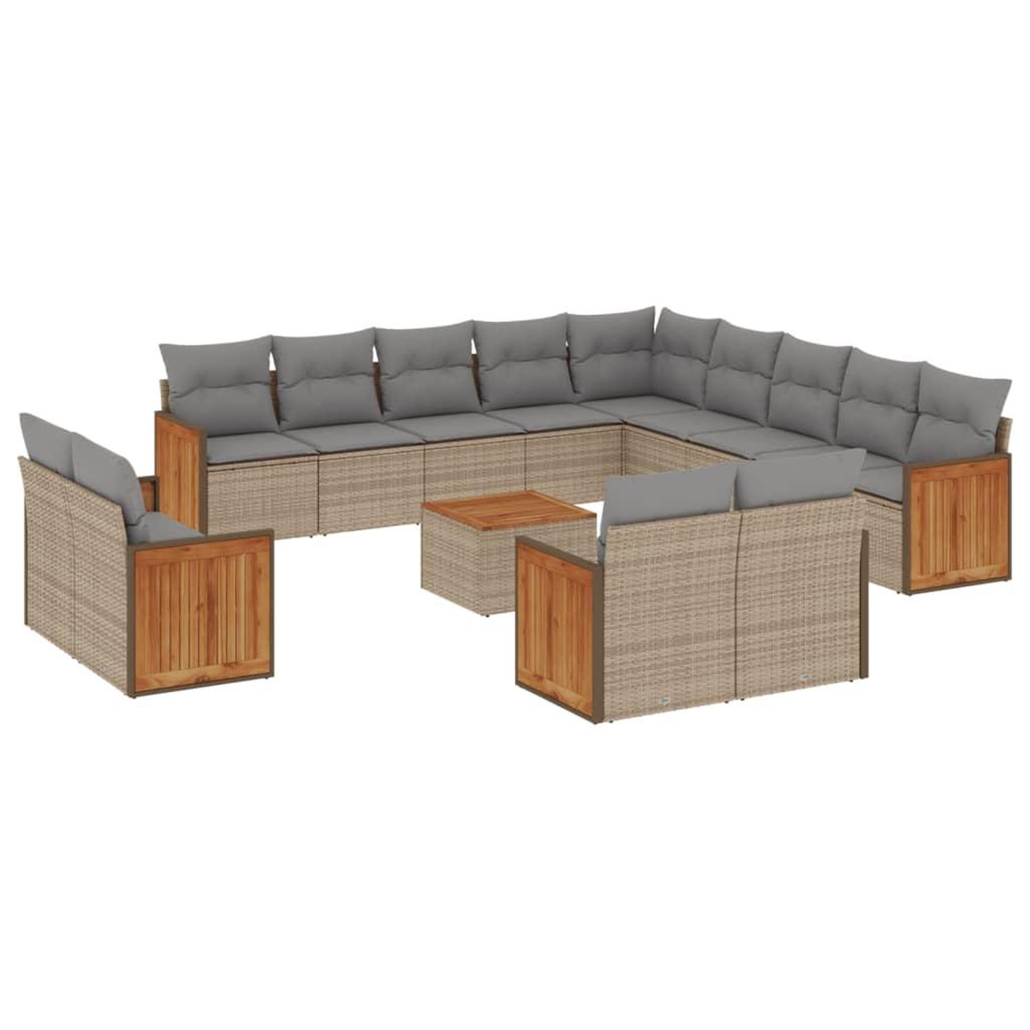 Voir la diapositive 2 : VIDAXL Salon de jardin avec coussins 14 pcs beige resine tressee