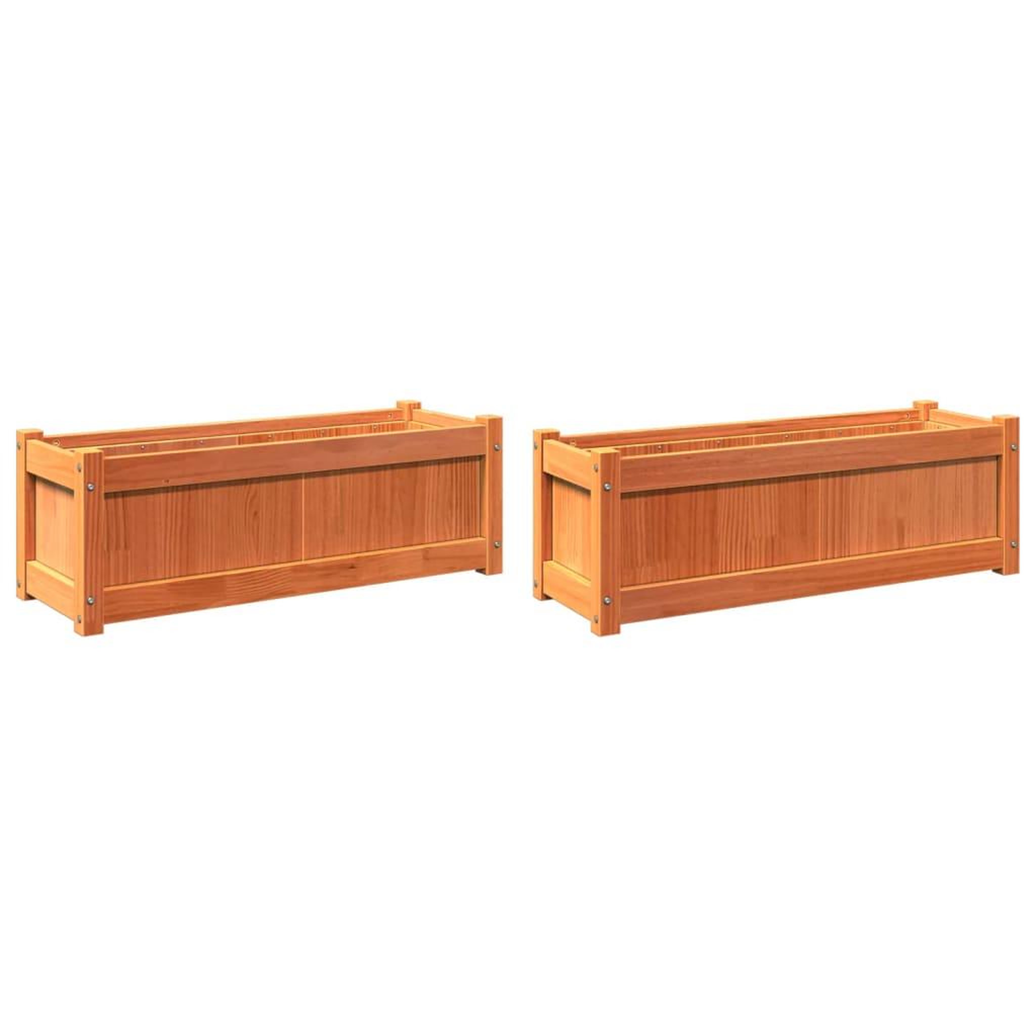 Voir la diapositive 2 : VIDAXL Jardinieres 2 pcs cire marron bois de pin massif
