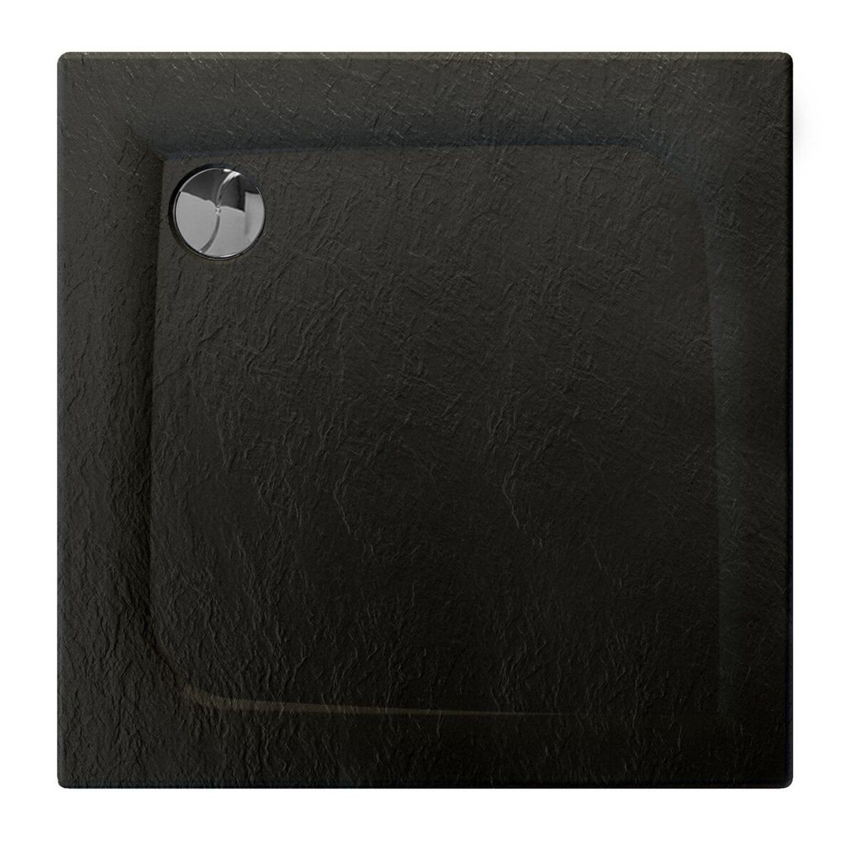 ALLIBERT Receveur de douche carré effet pierre Mooneo - L. 80 x l. 80 cm - Noir