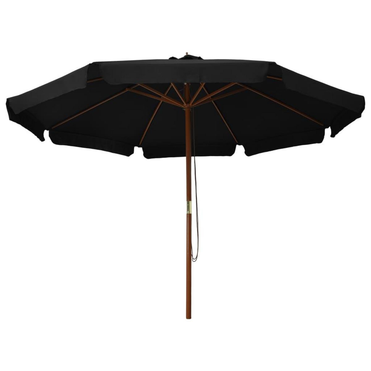 VIDAXL Parasol d'exterieur avec mat en bois 330 cm Noir