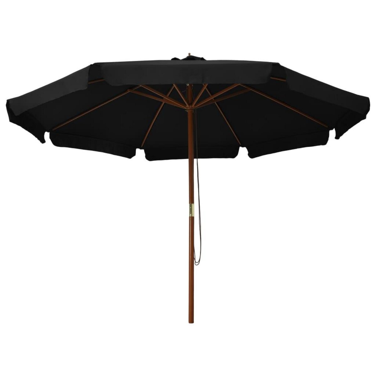 VIDAXL Parasol d'exterieur avec mat en bois 330 cm Noir