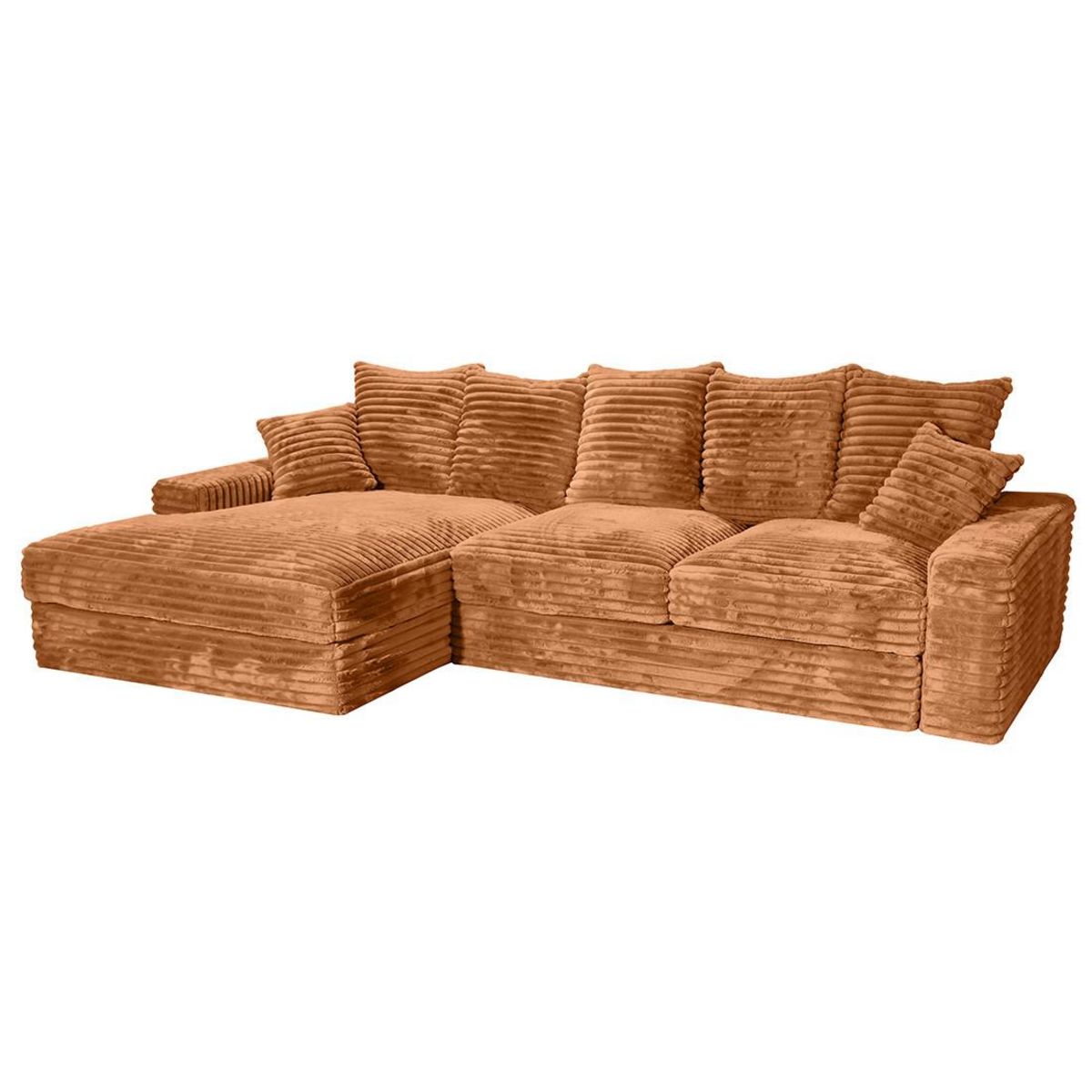 LISA DESIGN Andy - canapé d'angle gauche 5 places en fausse fourrure côtelée