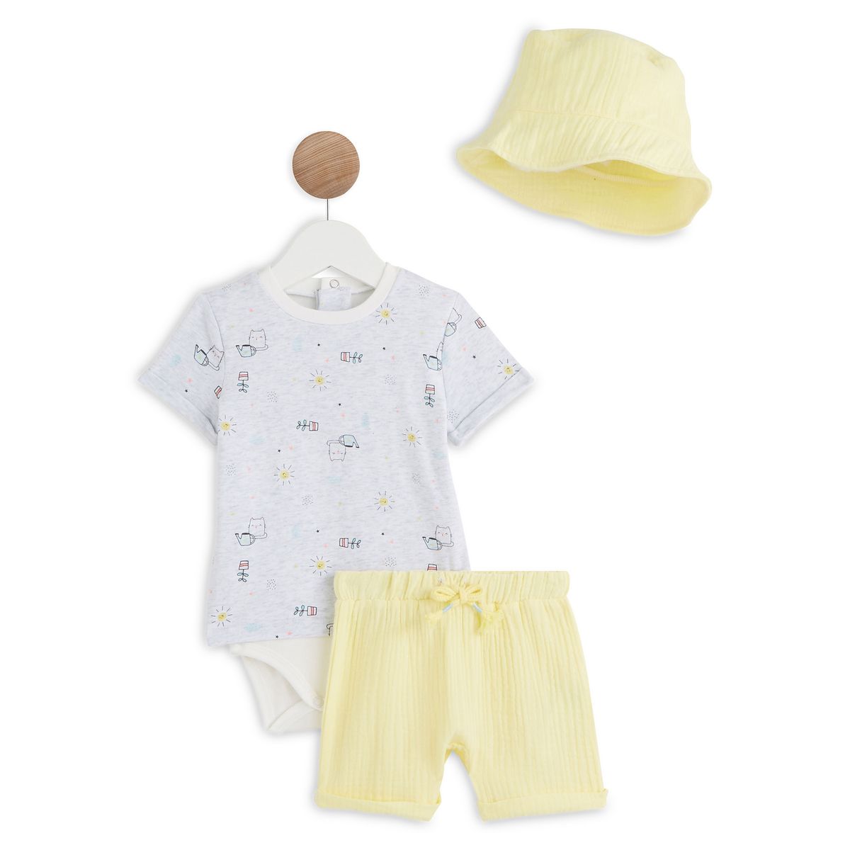 INEXTENSO Ensemble de naissance body + short + bob bébé garçon