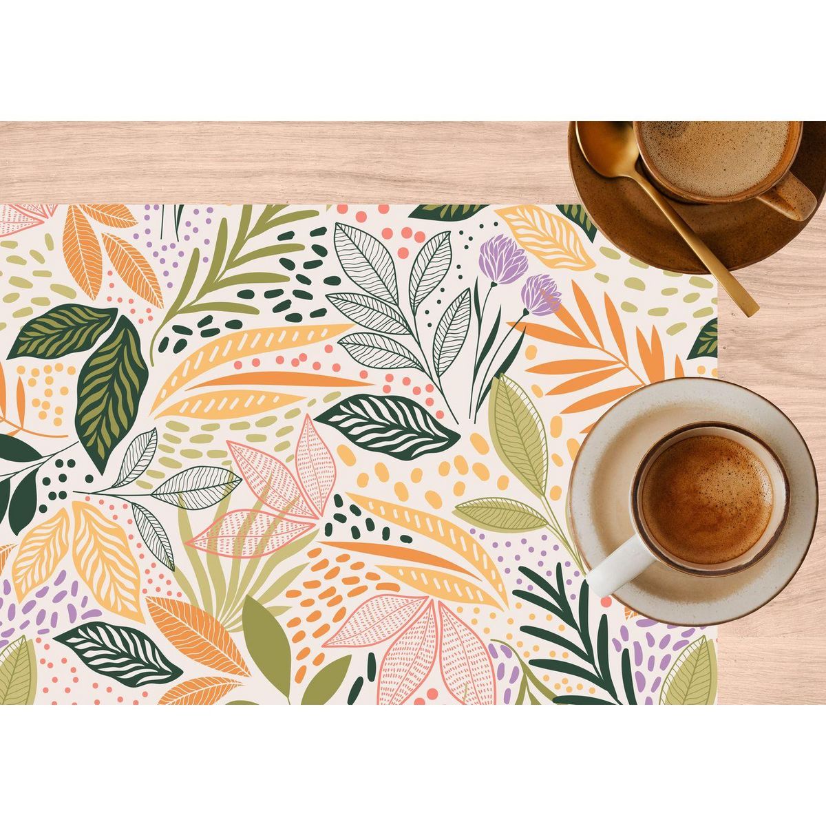 HABITABLE Lot de 6 sets de table motifs feuillage MAOLI - 28 x 43 cm - Multicolore