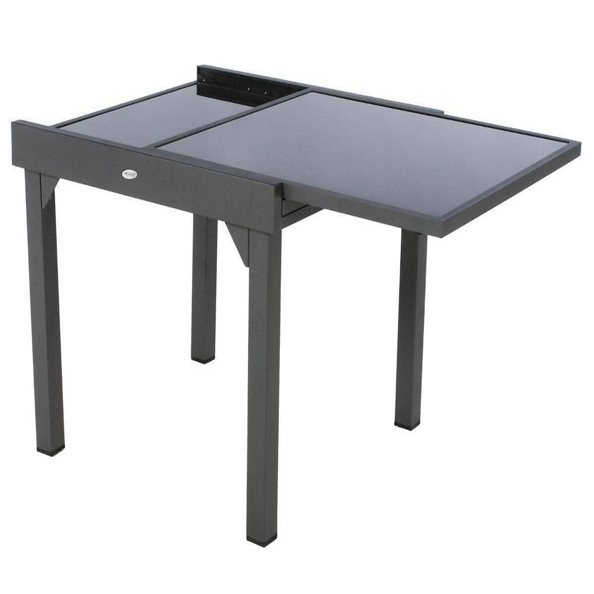 Voir la diapositive 4 : HESPERIDE Table extensible carrée en verre Piazza 4/8 places Gris anthracite - Hespéride