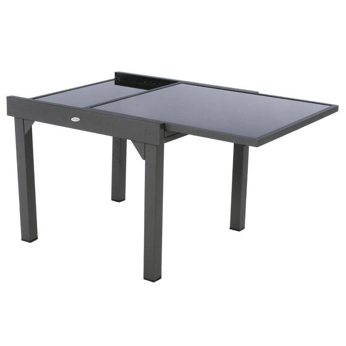 HESPERIDE Table extensible carrée en verre Piazza 4/8 places Gris anthracite - Hespéride