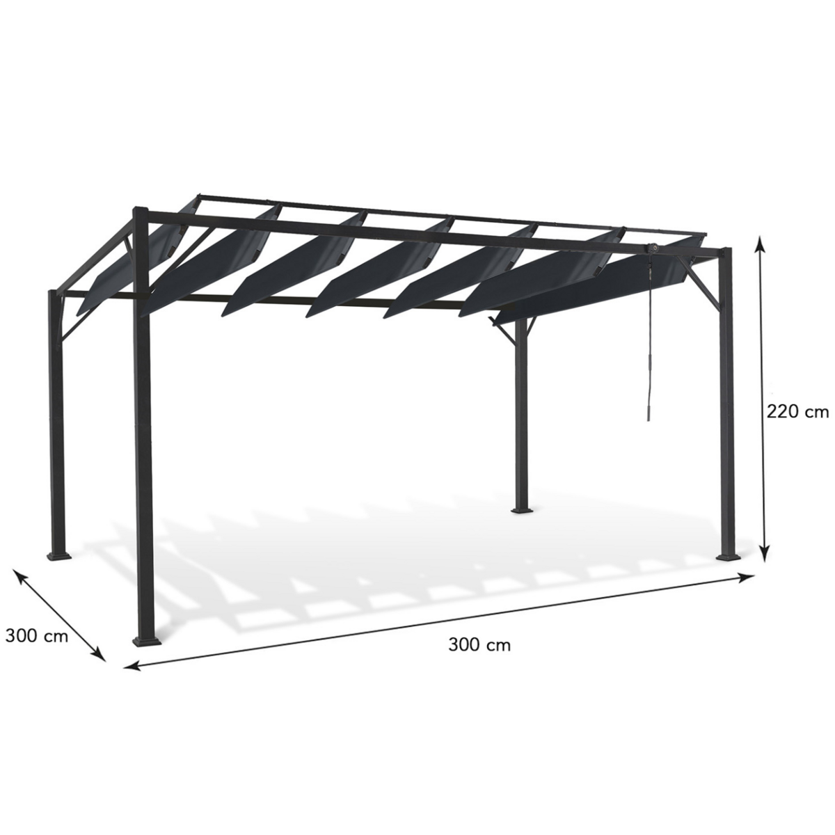 ID MARKET Pergola édition luxe lames orientables 3x3 M et 4 stores gris anthracite