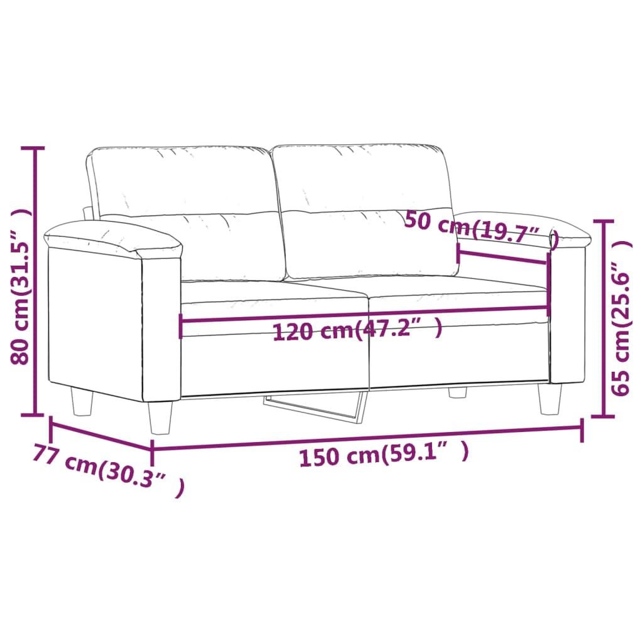 Voir la diapositive 6 : VIDAXL Canape a 2 places Noir 120 cm Tissu microfibre