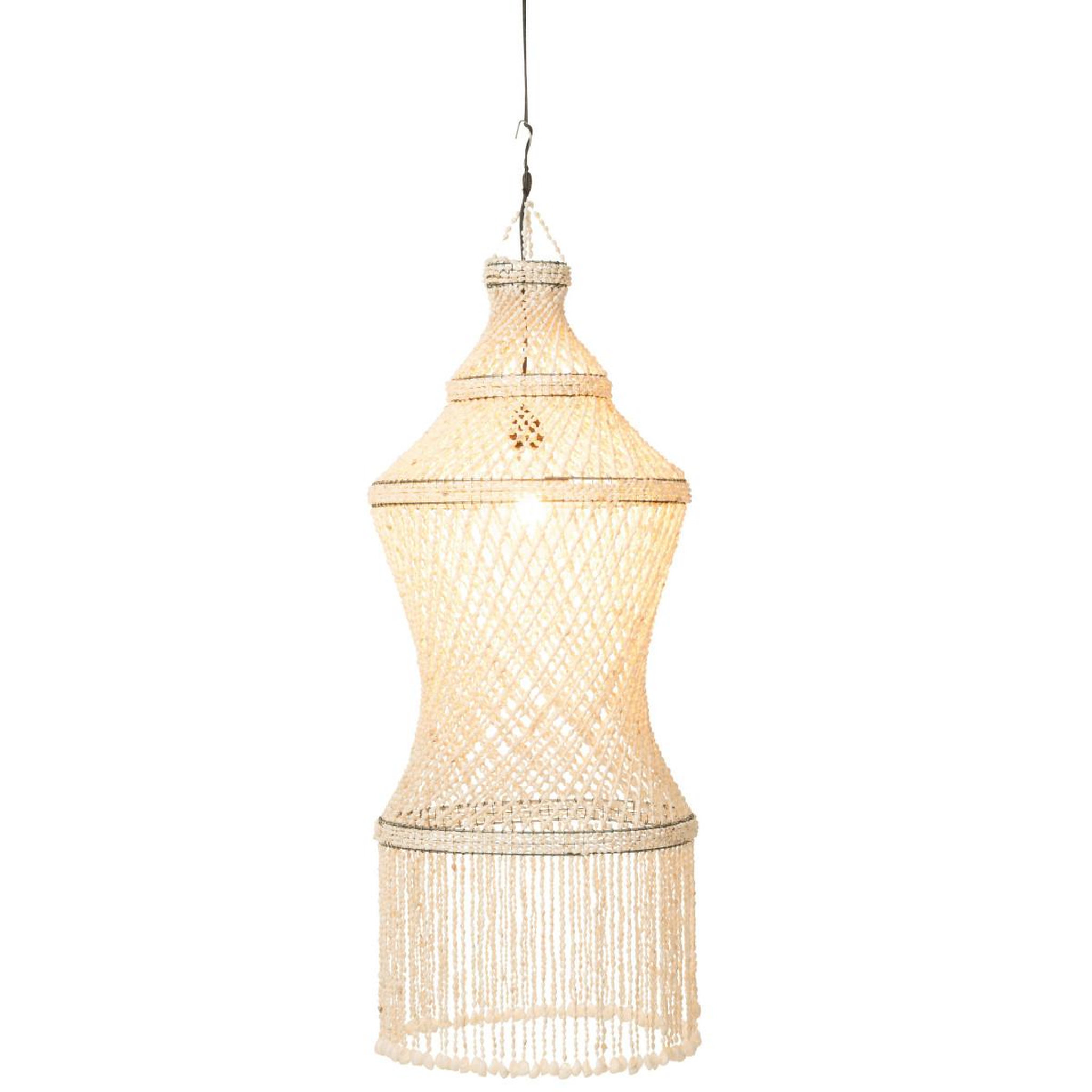 Voir la diapositive 2 : J-LINE Lampe suspension coquillage  lisa  128cm naturel