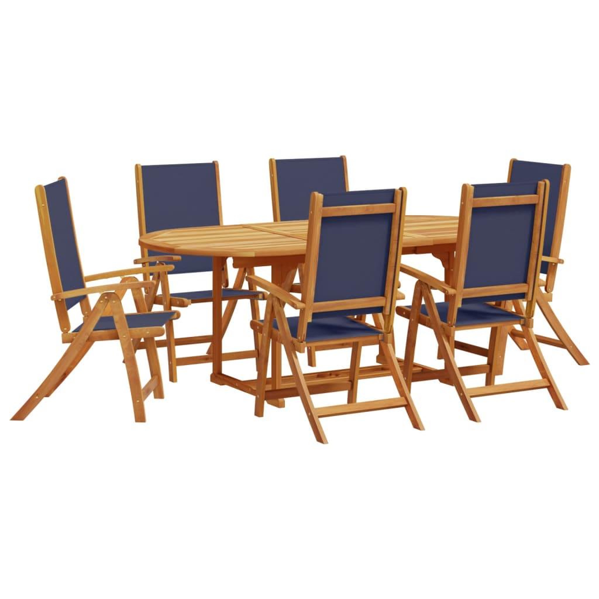 Voir la diapositive 2 : VIDAXL Ensemble a Manger de jardin 7pcs bois d'acacia solide textilene