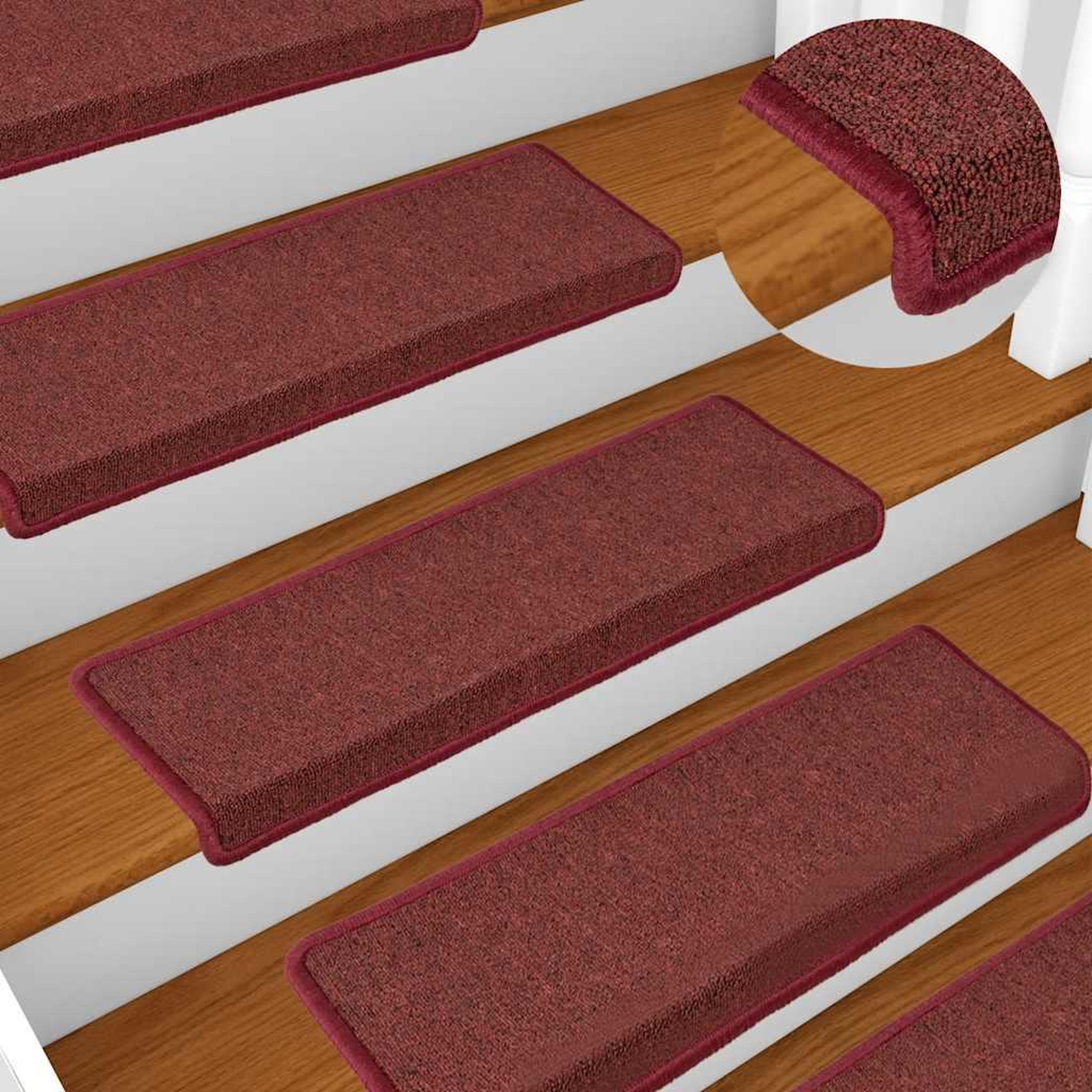 Voir la diapositive 5 : VIDAXL Tapis d'escalier 30 pcs 65x21x4 cm rouge mat