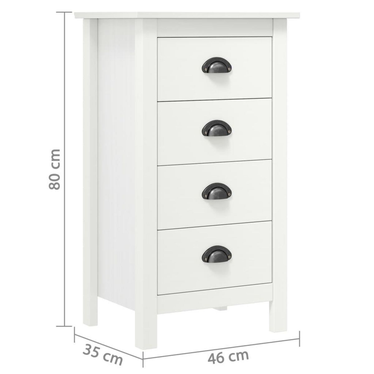 VIDAXL Buffet Hill Blanc 46x35x80 cm Bois de pin solide