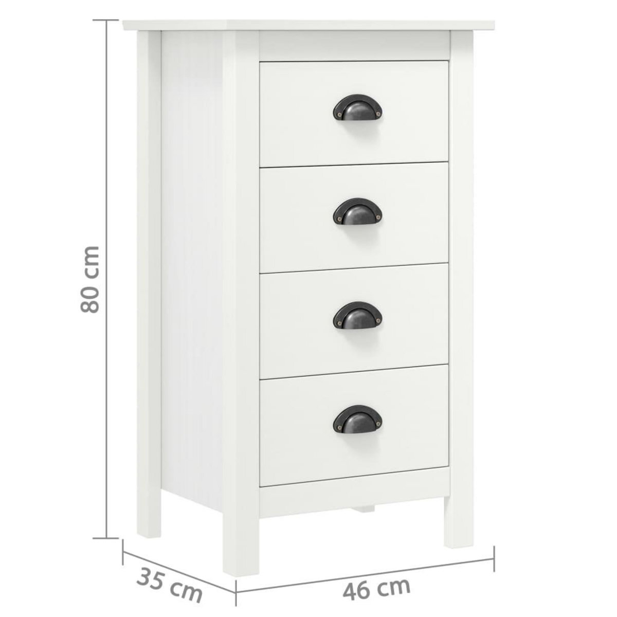 VIDAXL Buffet Hill Blanc 46x35x80 cm Bois de pin solide