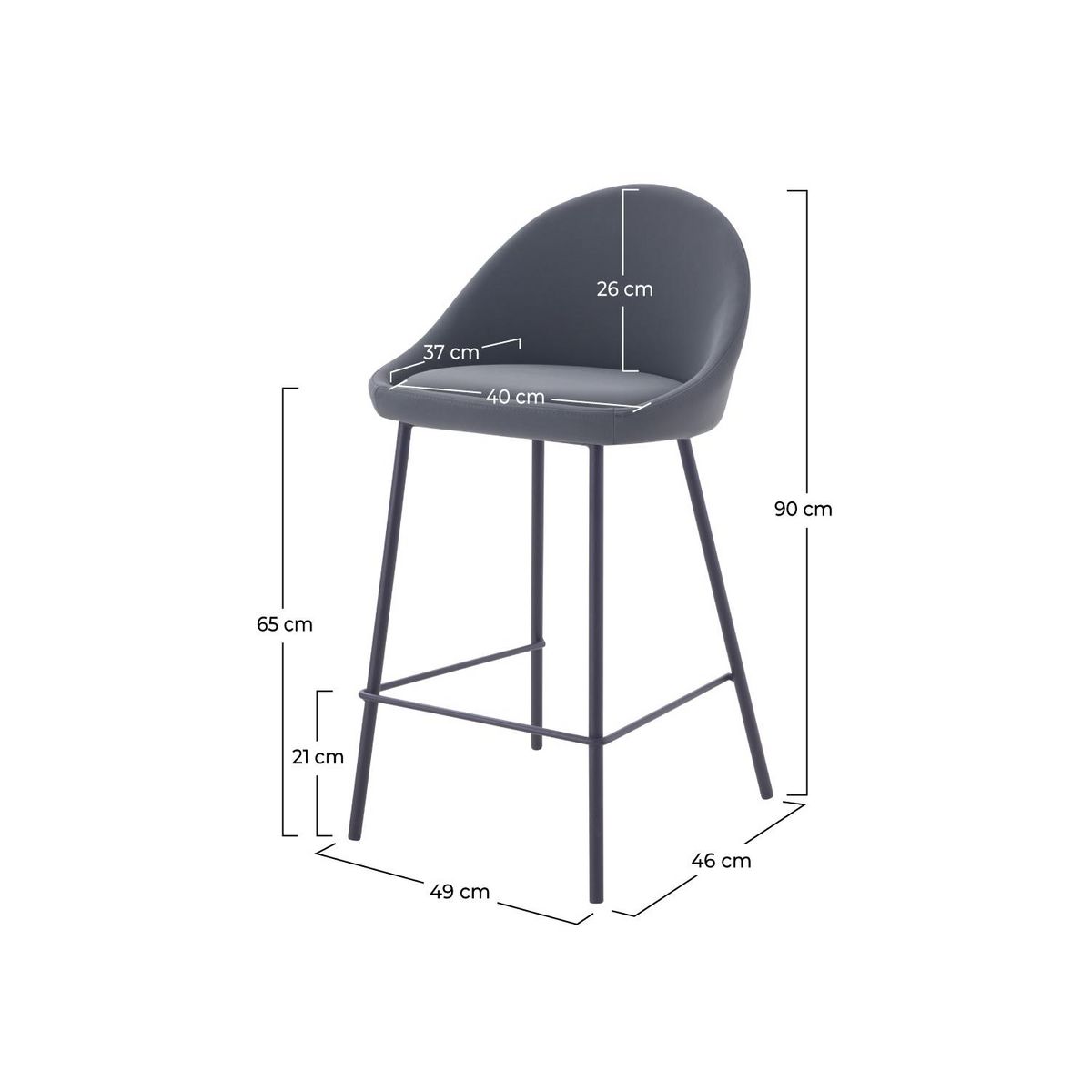 Rendez vous déco Lot de 2 chaises pour îlot central 65 cm en cuir synthétique cannelle - Misty