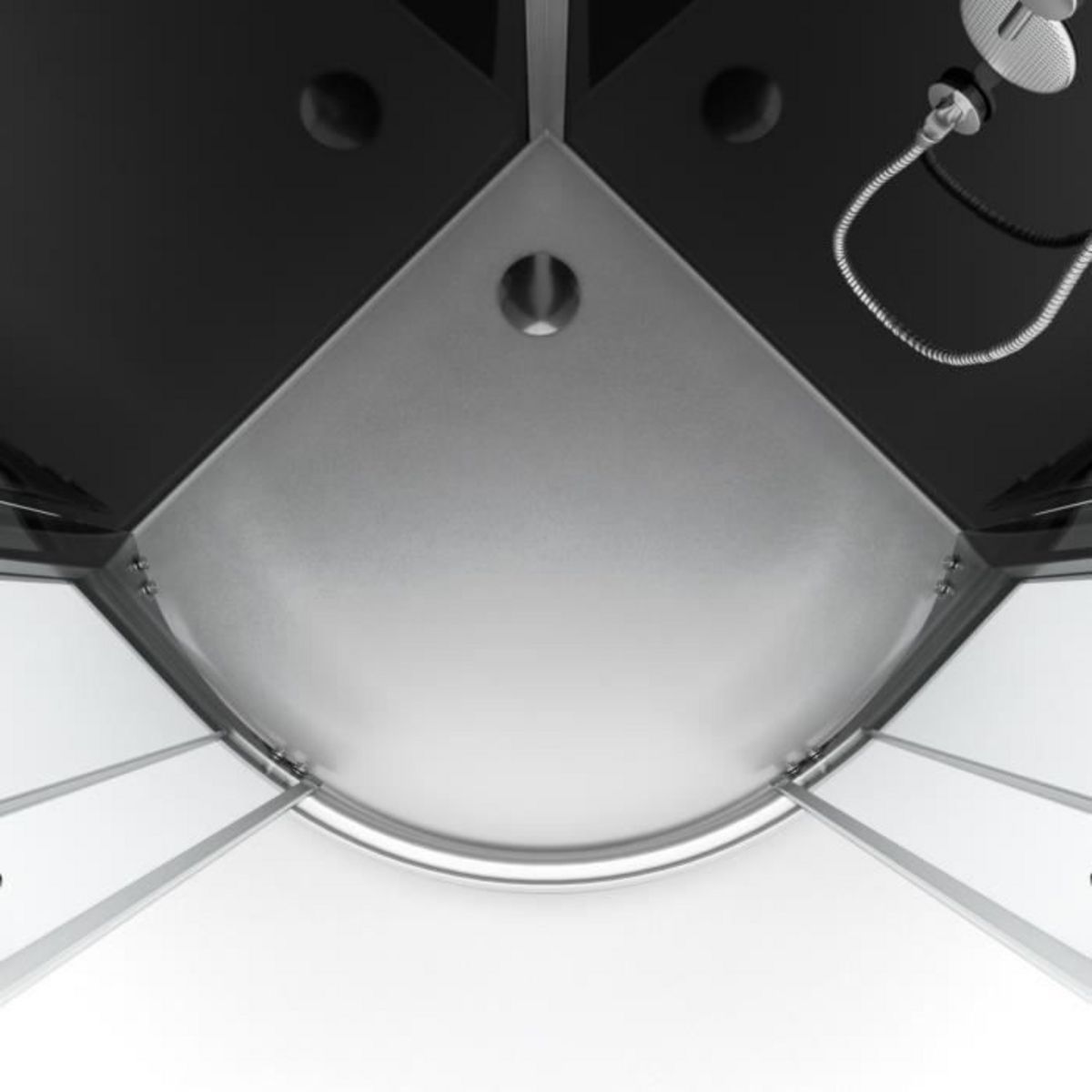 Aurlane Cabine de douche quart de rond Hydromassante noire 90x90 cm - ROUND BLACK II