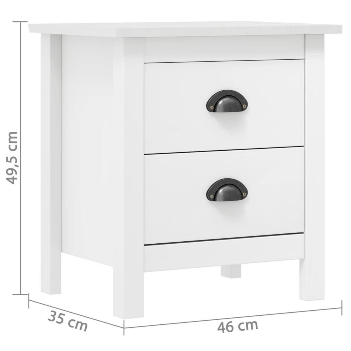 VIDAXL Tables de chevet Hill 2 pcs Blanc 46x35x49,5 cm Bois pin solide