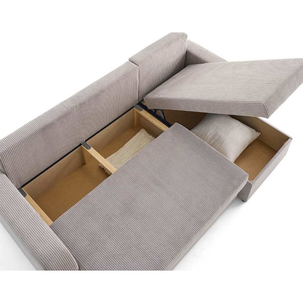 BEST MOBILIER Valos - canapé d'angle réversible - 4 places - convertible avec coffres - en velours côtelé