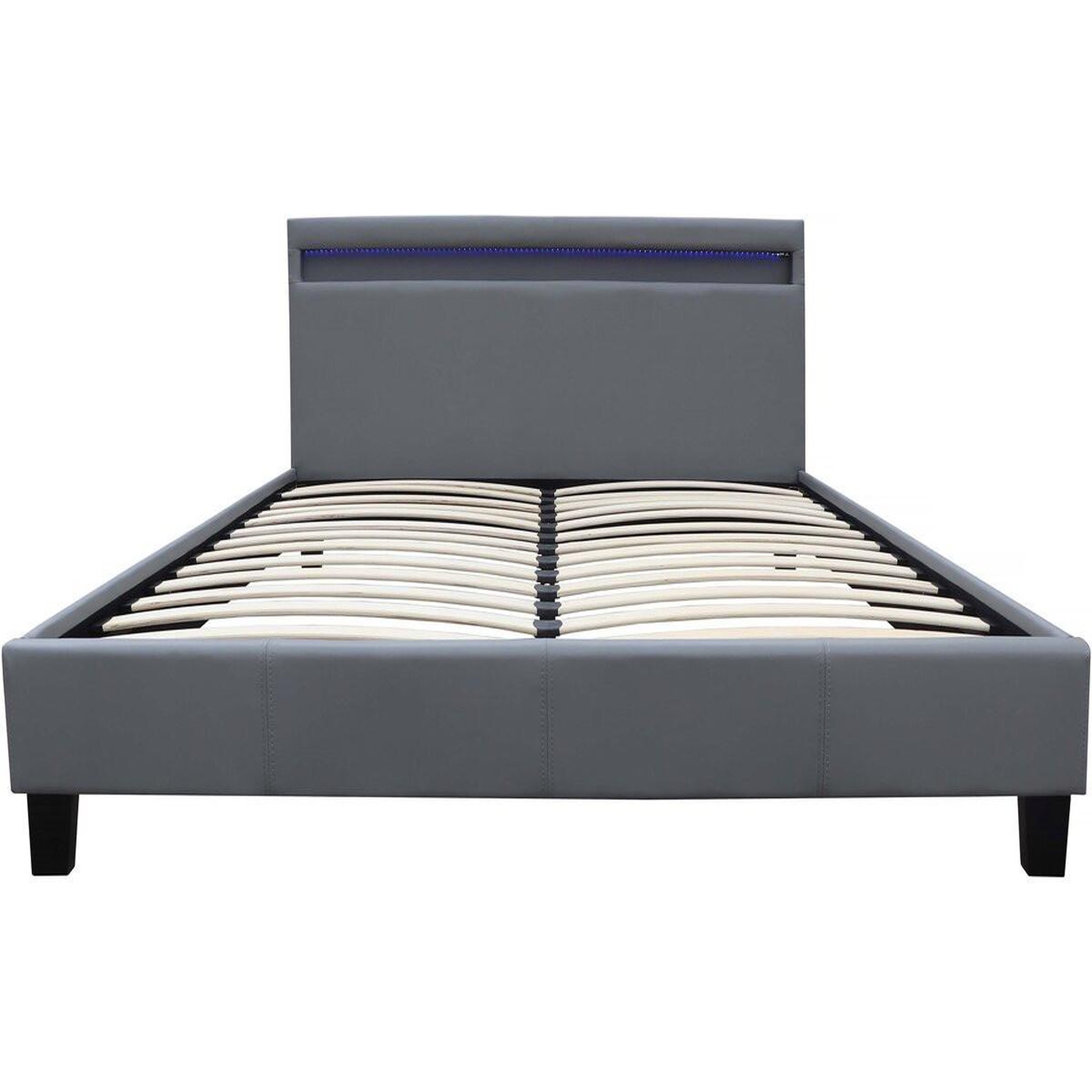 Voir la diapositive 3 : Habitat et Jardin Lit  avec led  maria  - 160 x 200 cm - gris