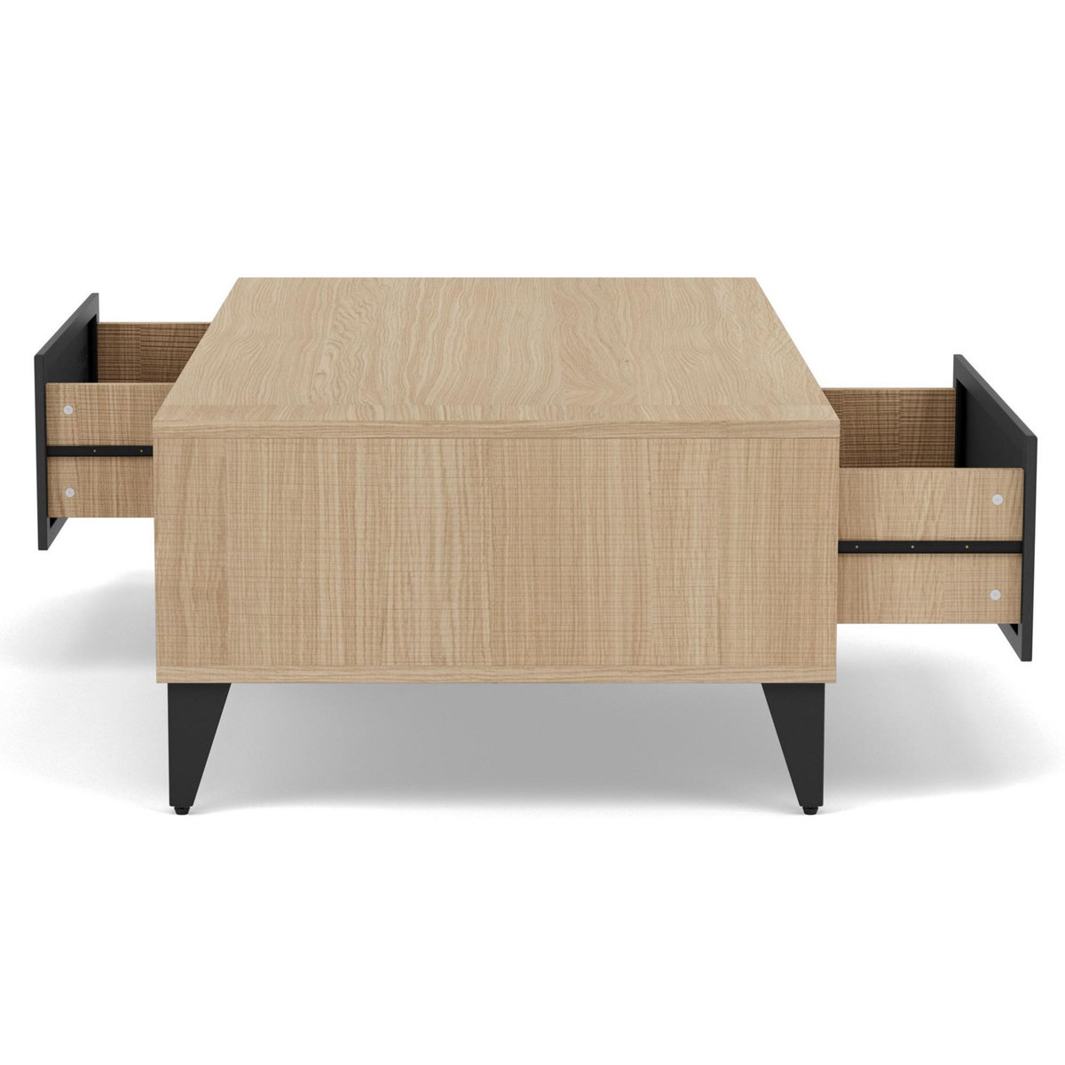 BEST MOBILIER Tribeca - table basse - effet bois et métal noir - 1 tiroir et 1 niche - 110 cm