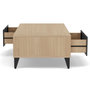Voir la diapositive 5 : BEST MOBILIER Tribeca - table basse - effet bois et métal noir - 1 tiroir et 1 niche - 110 cm