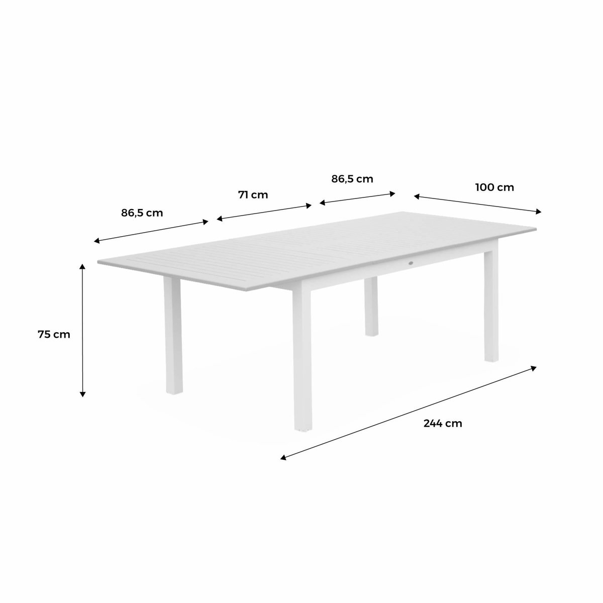 SWEEEK Table extensible - Chicago Anthracite - Table en aluminium 175/245cm avec rallonge. 8 places