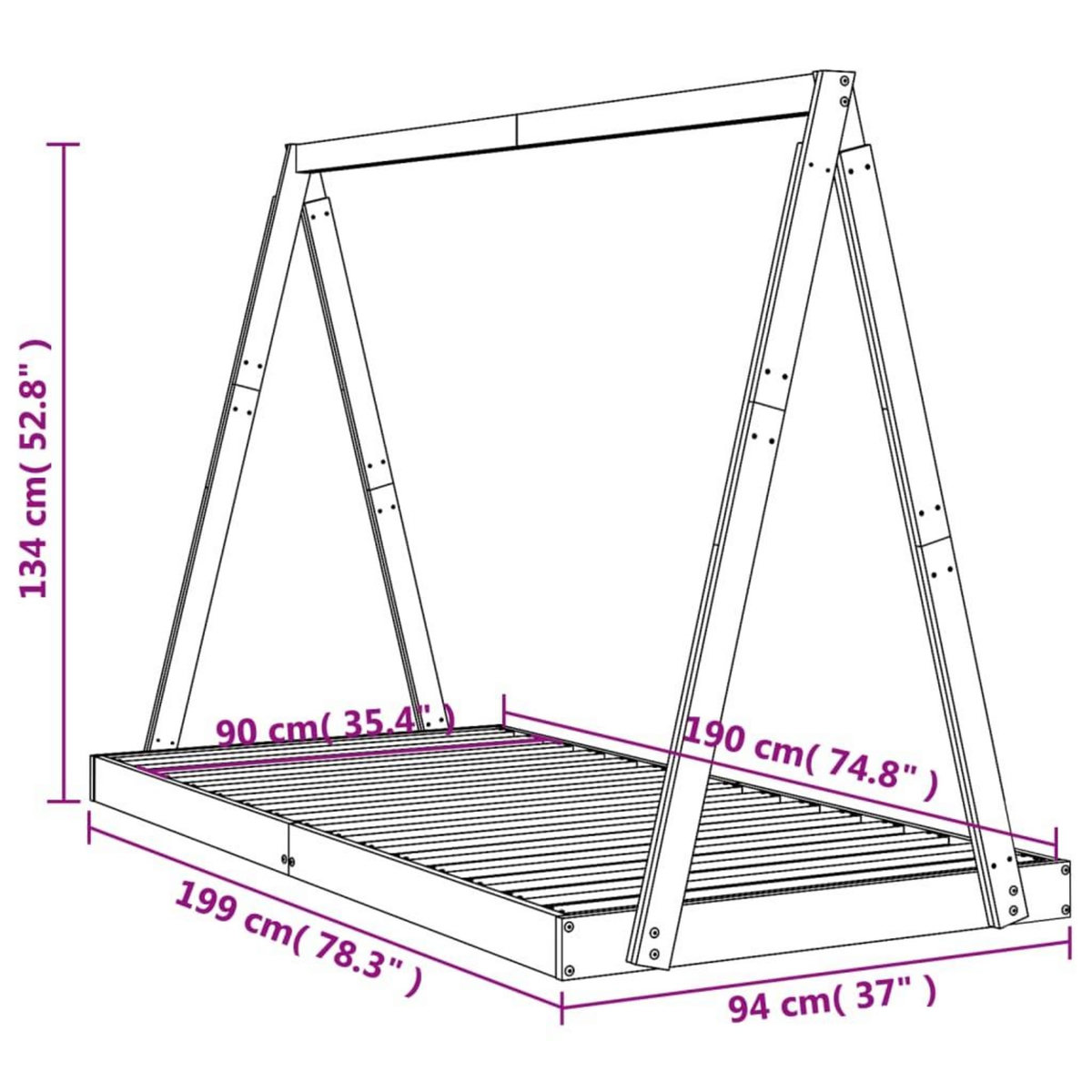 VIDAXL Cadre de lit pour enfant 90x190 cm Bois de pin massif