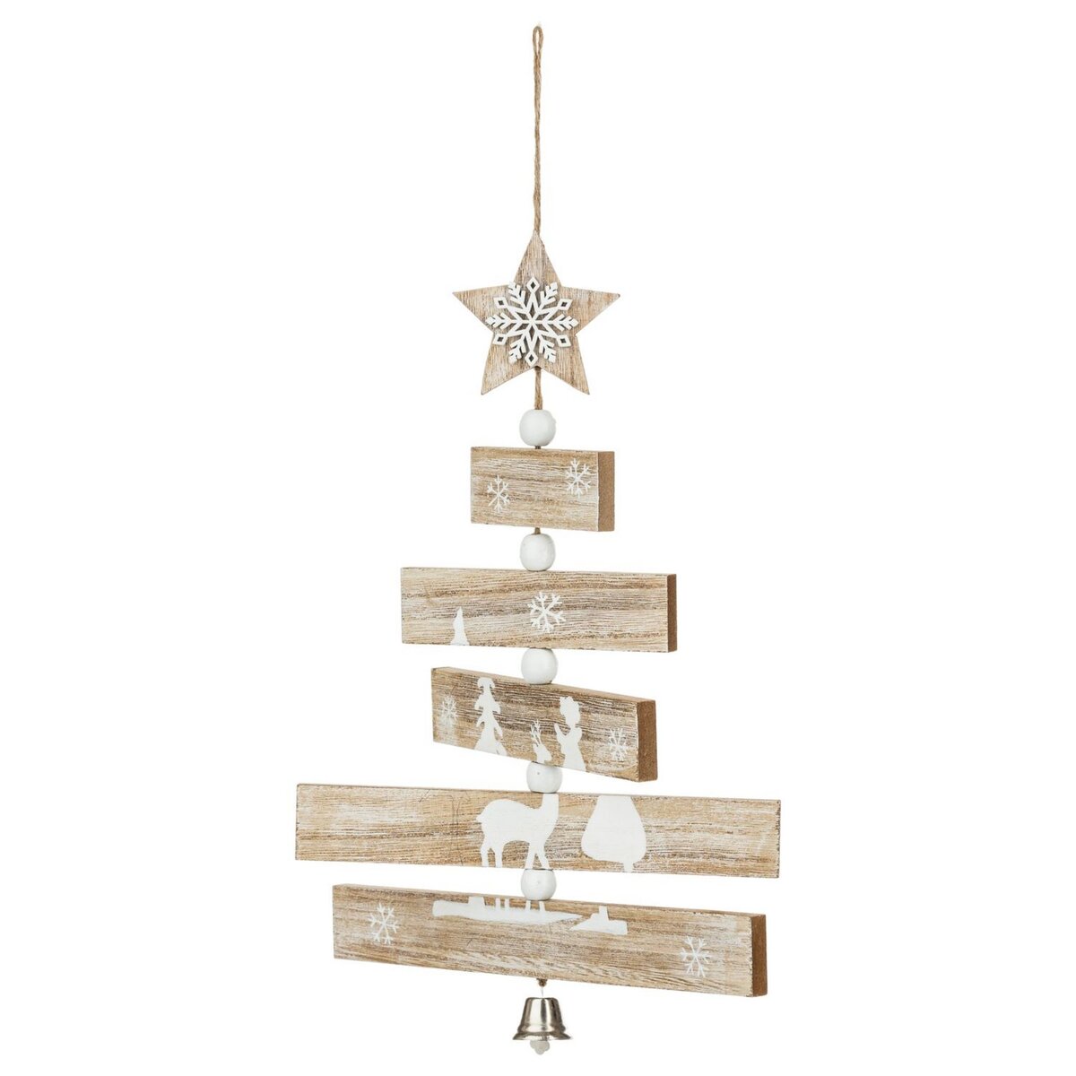 FEERIC LIGHT & CHRISTMAS Décoration sapin de Noël articulée en bois Sapin - Couleur naturel