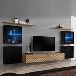 Paris Prix Ensemble Meuble TV  Switch Lamel XIV  320cm Naturel & Noir