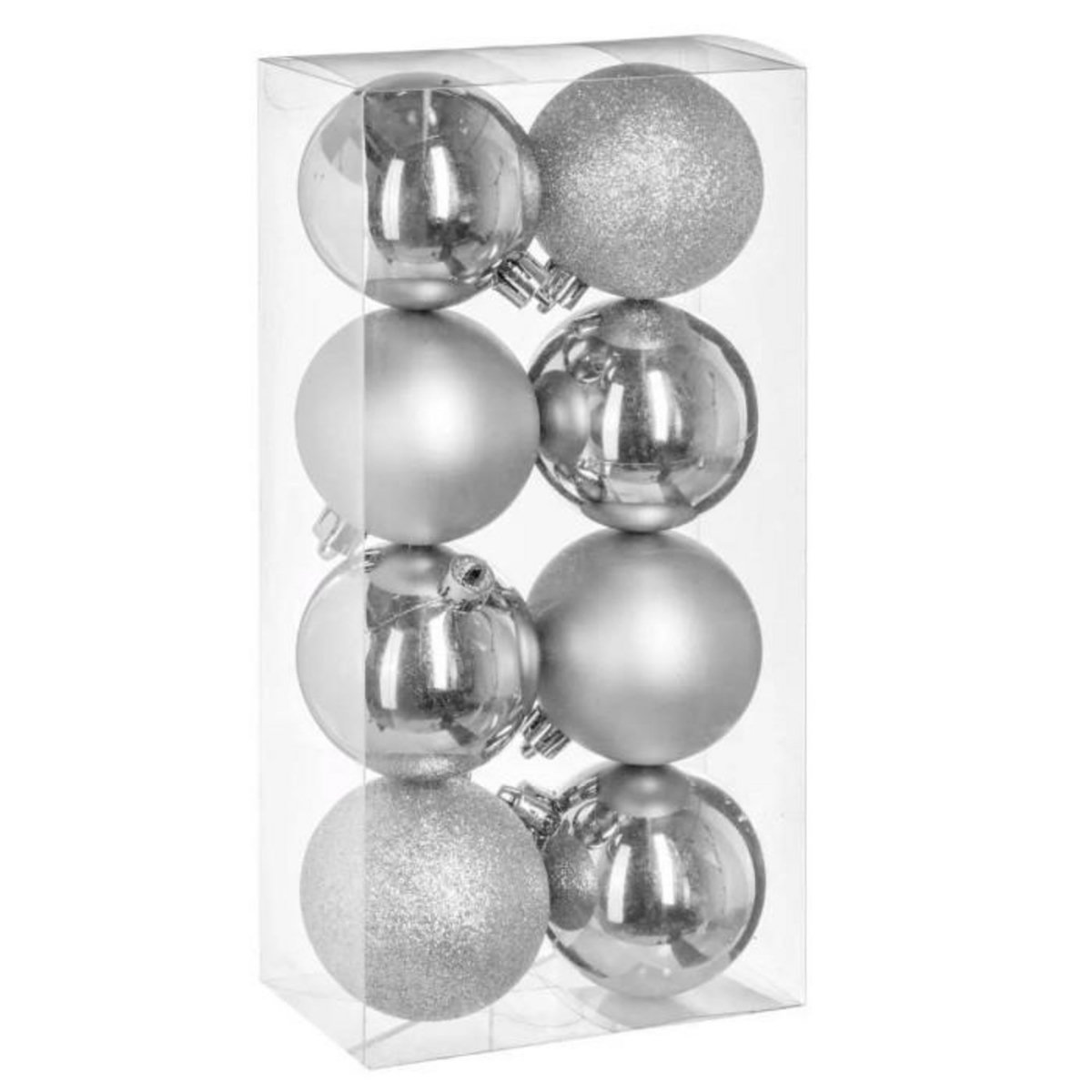 ATMOSPHERA Lot de 8 Boules de Noël  Colorama  7cm Argent