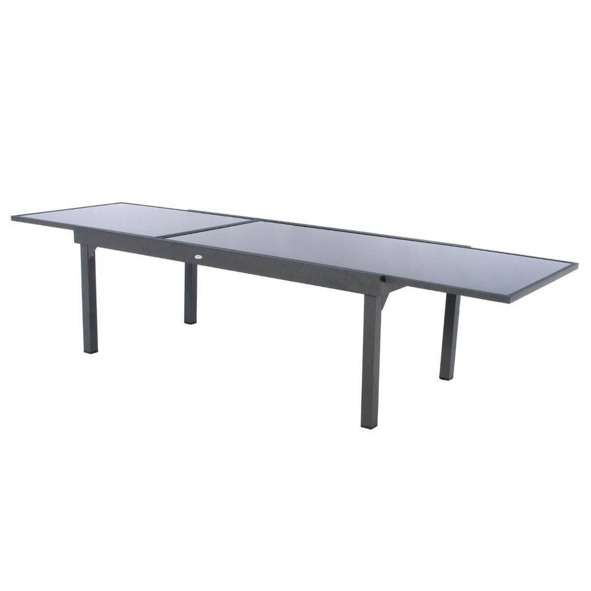 HESPERIDE Table extensible rectangulaire en verre Piazza 8/12 places Gris anthracite - Hespéride