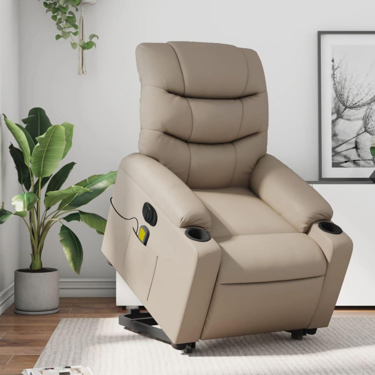 VIDAXL Fauteuil inclinable de massage electrique cappuccino similicuir