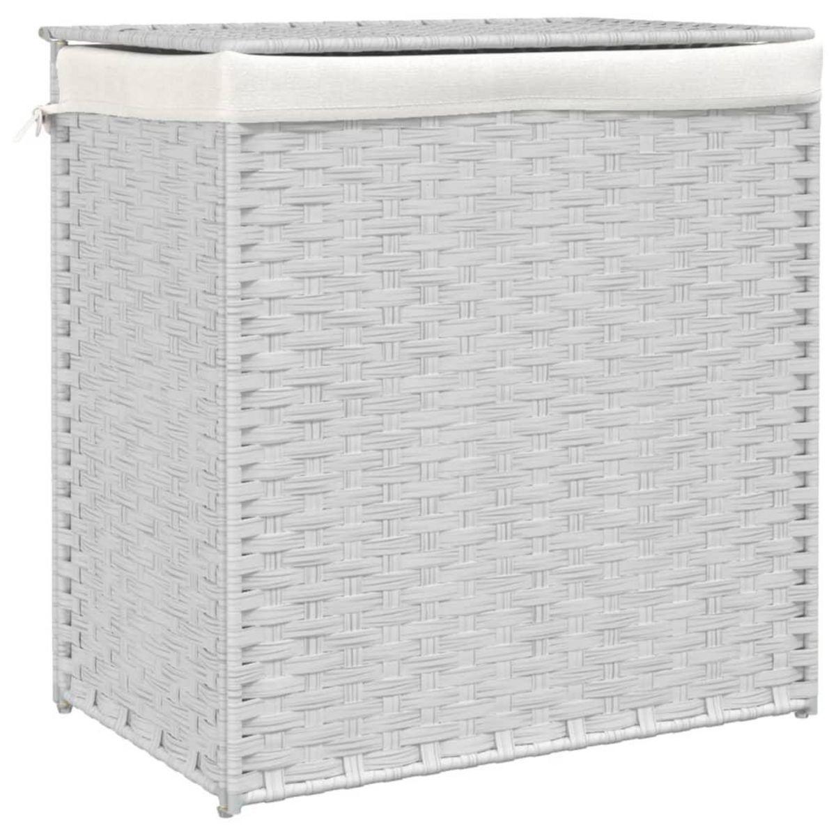 VIDAXL Panier a linge avec 2 sections blanc 53x35x57 cm resine tressee