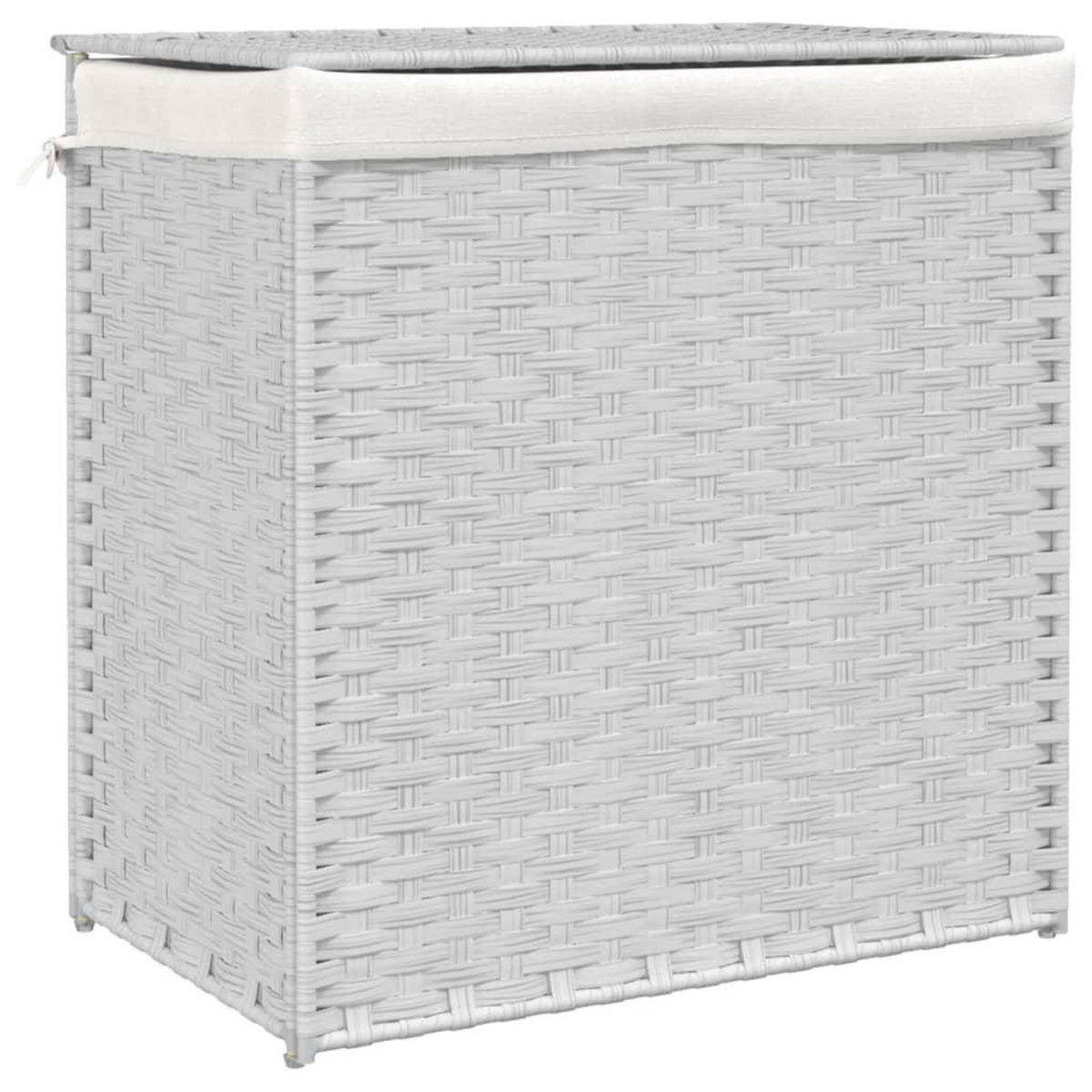 VIDAXL Panier a linge avec 2 sections blanc 53x35x57 cm resine tressee